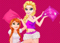 Anna e Elsa na Festa de Pijama