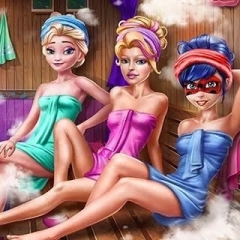 Jogo Na Sauna com a Ladybug, a Super Barbie e a Elsa
