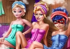 Na Sauna com a Ladybug, a Super Barbie e a Elsa