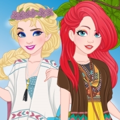 Jogo Vista a Elsa e a Ariel No Estilo Boêmio